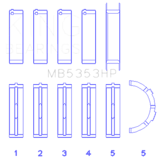 King Engine Bearings Ford 281 4.6L SOHC 16V Performance Main Bearing Set - Oversize 0.5