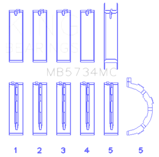 King Engine Bearings Ford 302 CID Coyote (Size 0.05) Main Bearing Set