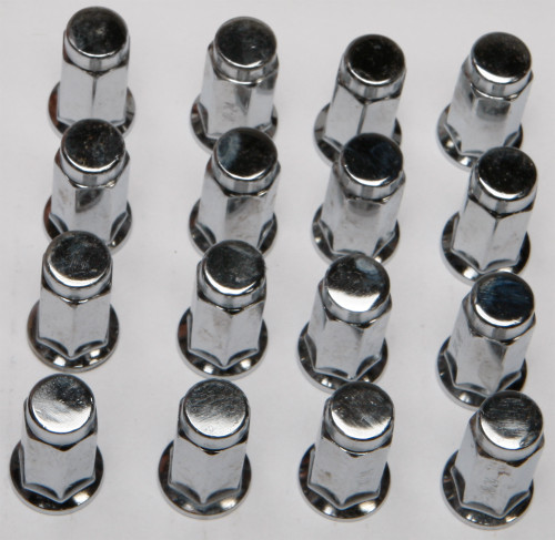 16/pk 3/8"-24 Flat Base Chrome Lug Nuts