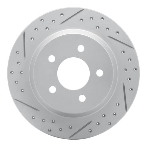R1 94-04 Ford Mustang Rear Left Drilled & Slotted Geo-Carbon Rotor
