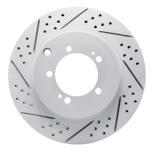 R1 03-06 Mitsubishi Lancer Rear Left Drilled & Slotted Geo-Carbon Rotor