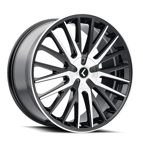 Kraze KR185 Double Down 22x8.5 / 5x108/114.3 BP / 38mm Offset / 73mm Hub Gloss Black Machined Wheel
