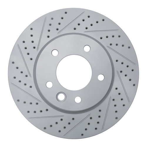 R1 03-18 Porsche Cayenne Left Front Drilled & Slotted Geo-Carbon Rotor