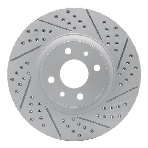 R1 12-19 Fiat 500E Front Right Drilled & Slotted Geo-Carbon Rotor