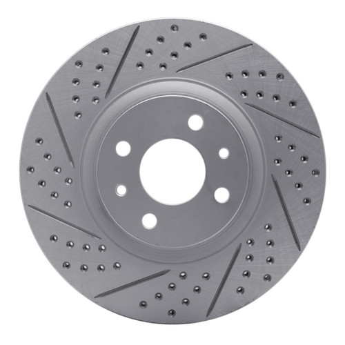 R1 12-19 Fiat 500E Front Left Drilled & Slotted Geo-Carbon Rotor