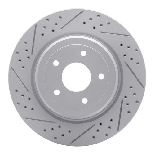 R1 06-13 Chevrolet Corvette Rear Left Drilled & Slotted Geo-Carbon Rotor