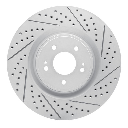 R1 08-15 Mitsubishi Lancer Front Right Drilled & Slotted Geo-Carbon Rotor