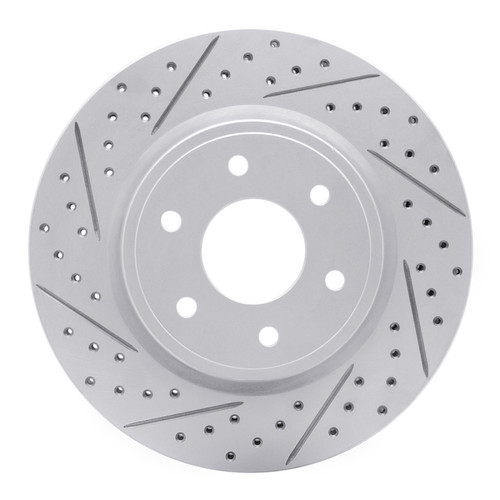 R1 05-25 Nissan Frontier Front Left Drilled & Slotted Geo-Carbon Rotor