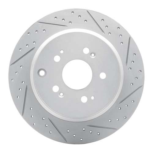 R1 07-17 Acura MDX Rear Right Drilled & Slotted Geo-Carbon Rotor