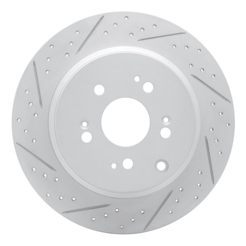 R1 07-17 Acura ZDX Rear Left Drilled & Slotted Geo-Carbon Rotor