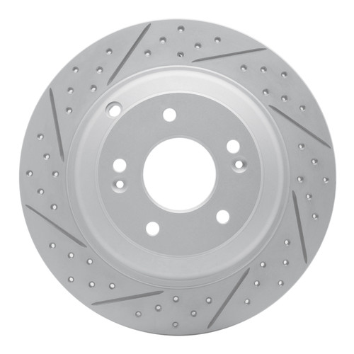 R1 10-16 Hyundai Genesis Coupe Rear Left Drilled & Slotted Geo-Carbon Rotor