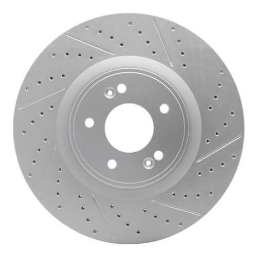 R1 10-16 Hyundai Genesis Coupe Front Right Drilled & Slotted Geo-Carbon Rotor
