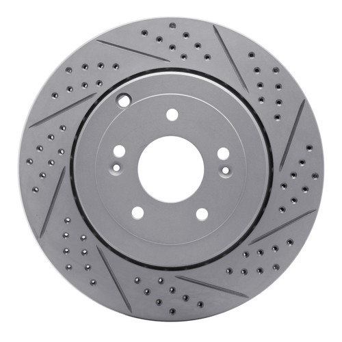 R1 10-16 Hyundai Genesis Coupe Rear Right Drilled & Slotted Geo-Carbon Rotor