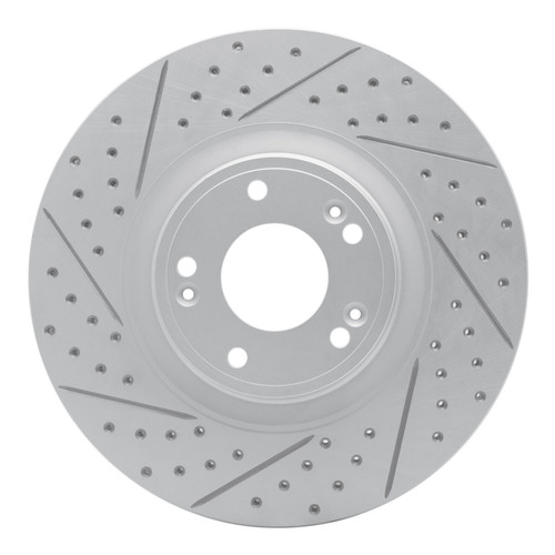 R1 09-14 Hyundai Genesis Sedan Front Left Drilled & Slotted Geo-Carbon Rotor