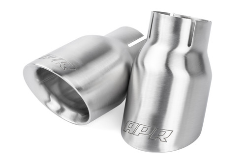 APR Double-Walled 3.5in Slash-Cut Tips - Brushed Silver - Set of 2