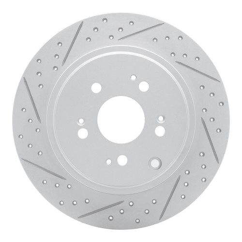 R1 06-14 Honda Ridgeline Rear Left Drilled & Slotted Geo-Carbon Rotor