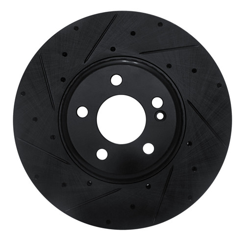 R1 15-23 Mercedes-Benz C300 Sedan Front Left Drilled & Slotted Black Brake Rotor