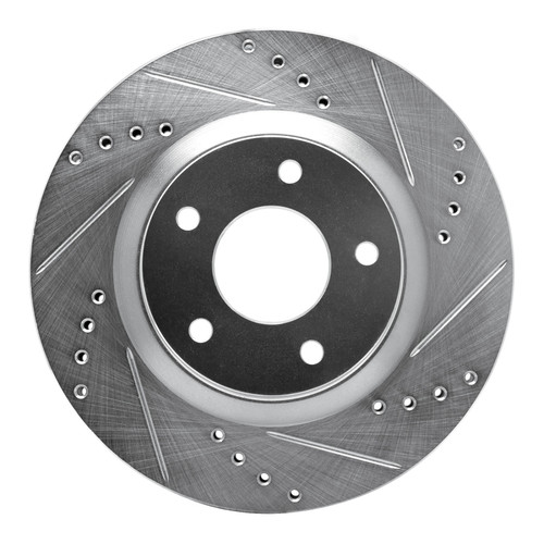 R1 07-15 Nissan Rogue Front Right Drilled & Slotted Silver Brake Rotor