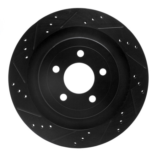 R1 15-23 Ford Mustang Rear Left Drilled & Slotted Black Brake Rotor