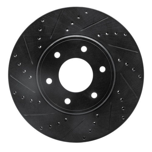 R1 06-09 Chevrolet Trailblazer Front Left Drilled & Slotted Black Brake Rotor