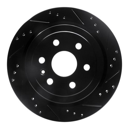 R1 10-16 Cadillac SRX Rear Right Drilled & Slotted Black Brake Rotor