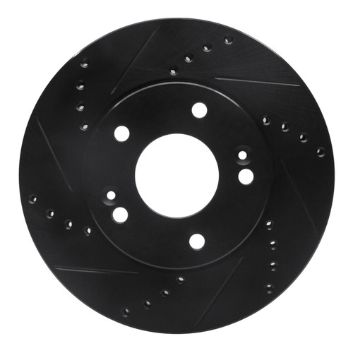 R1 10-11 Kia Soul Front Left Drilled & Slotted Black Brake Rotor