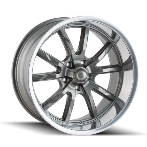 Ridler 650 20x8.5 / 5x120.65 BP / 0mm Offset / 83.82mm Hub Gloss Grey Polished Wheel