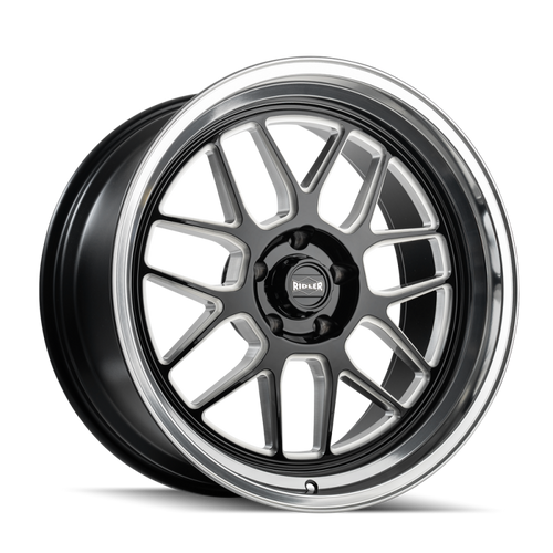 Ridler 611 20x10 / 5x120.65 BP / 0mm Offset / 83.82mm Hub Gls Blk Mill w/ Diamond Cut Lip Wheel