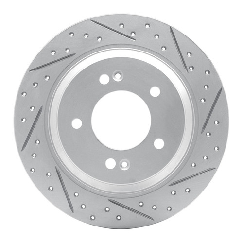 R1 13-26 Hyundai Kona Rear Right Drilled & Slotted Geo-Carbon Rotor