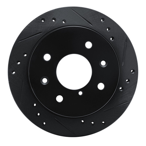 R1 84-85 Mazda RX-7 Rear Right Drilled & Slotted Black Brake Rotor