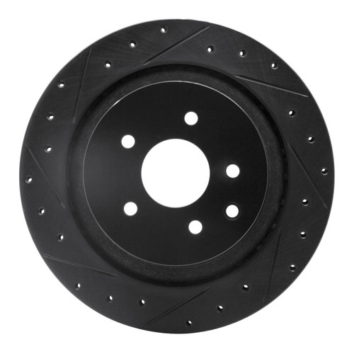 R1 07-15 Infiniti Q60 Rear Left Drilled & Slotted Black Brake Rotor