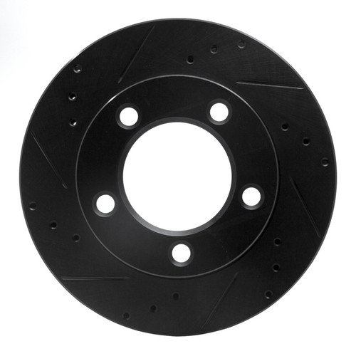 R1 76-93 Ford F-150 4WD Front Left Drilled & Slotted Black Brake Rotor