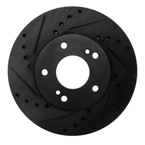 R1 89-90 Nissan 300ZX Front Left Drilled & Slotted Black Brake Rotor