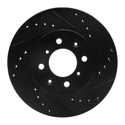 R1 88-91 Honda Accord Sedan Front Right Drilled & Slotted Black Brake Rotor
