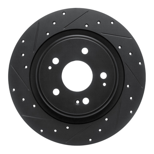 R1 17-20 Acura MDX Rear Left Drilled & Slotted Black Brake Rotor