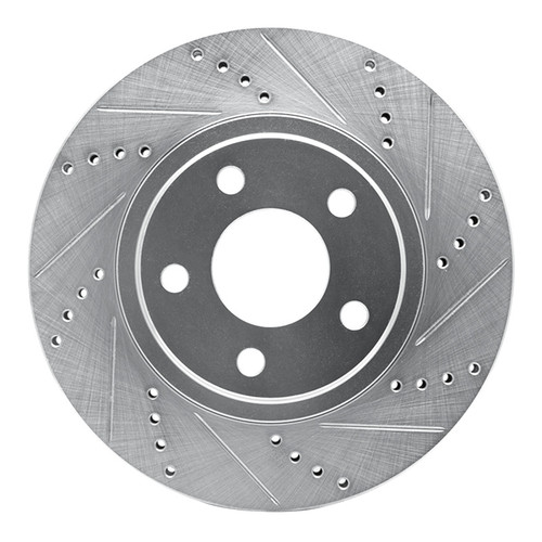 R1 97-05 Buick Riviera Front Right Drilled & Slotted Silver Brake Rotor
