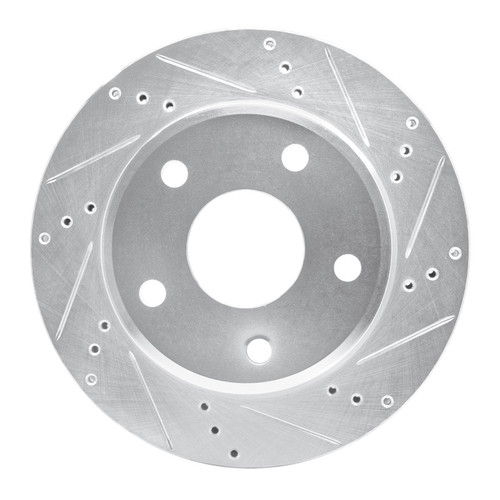 R1 05-11 Dodge Dakota 4WD Front Right Drilled & Slotted Silver Brake Rotor
