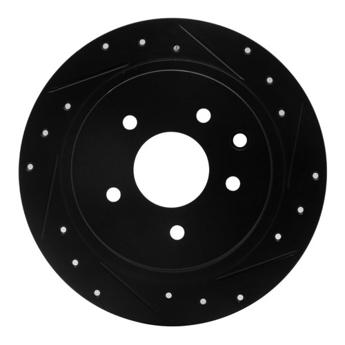 R1 2002-2025 Nissan Juke Rear Right Drilled & Slotted Black Brake Rotor