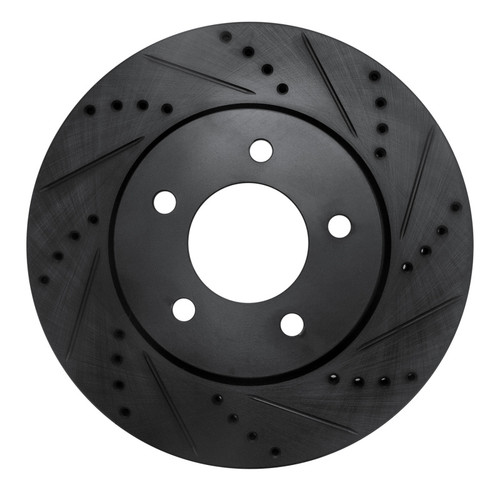 R1 04-08 Chrysler Pacifica Front Right Drilled & Slotted Black Brake Rotor