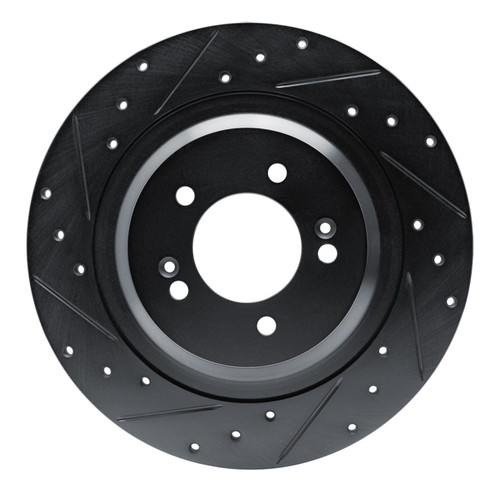 R1 21-25 Hyundai Sonata Rear Left Drilled & Slotted Black Brake Rotor