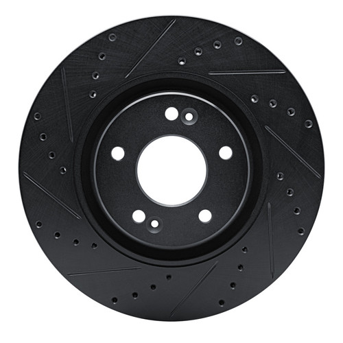 R1 17-20 Kia Cadenza Front Left Drilled & Slotted Black Brake Rotor