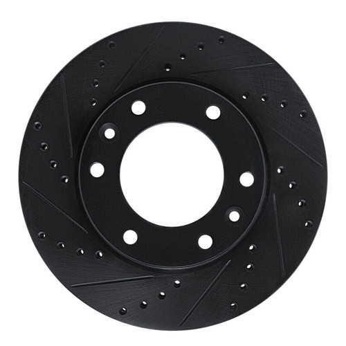 R1 06-14 Hyundai Entourage Front Left Drilled & Slotted Black Brake Rotor