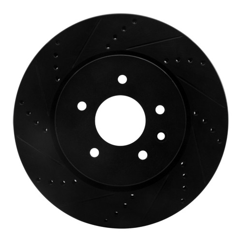 R1 00-06 Jaguar XJR Rear Left Drilled & Slotted Black Brake Rotor