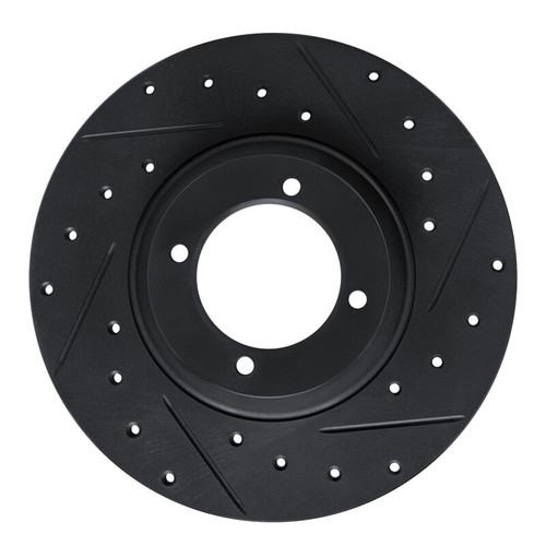 R1 61-76 Triumph TR250 Front Right Drilled & Slotted Black Brake Rotor