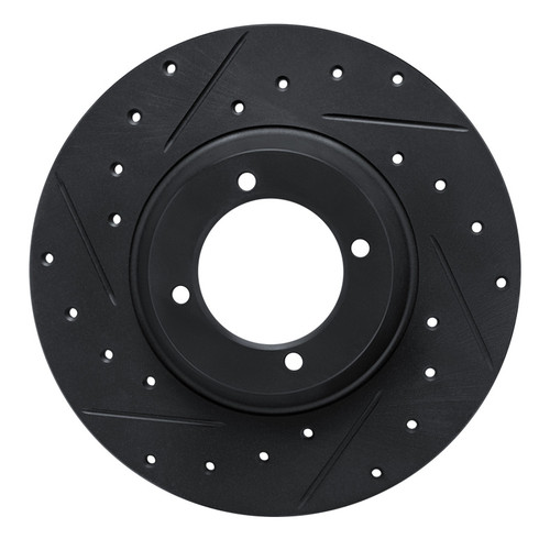 R1 61-76 Triumph TR4 Front Left Drilled & Slotted Black Brake Rotor