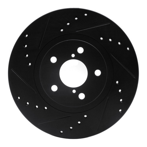 R1 90-16 Saab 9-2X Front Left Drilled & Slotted Black Brake Rotor