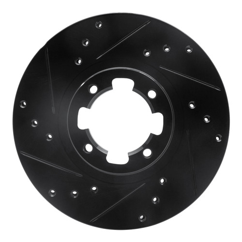 R1 85-94 Subaru GL-10 Front Left Drilled & Slotted Black Brake Rotor
