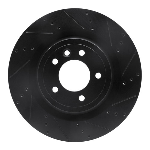 R1 14-24 Land Rover Range Rover Sport Rear Right Drilled & Slotted Black Brake Rotor