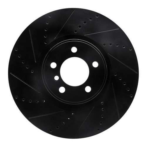 R1 10-12 Land Rover Range Rover Front Left Drilled & Slotted Black Brake Rotor