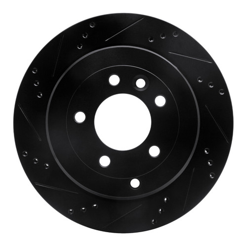 R1 05-07 Land Rover LR3 Rear Left Drilled & Slotted Black Brake Rotor